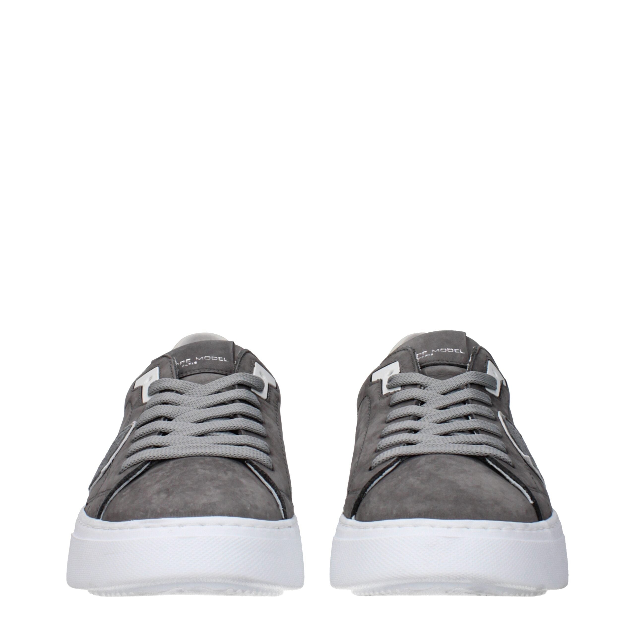 Philippe Model Gray Leather Sneakers