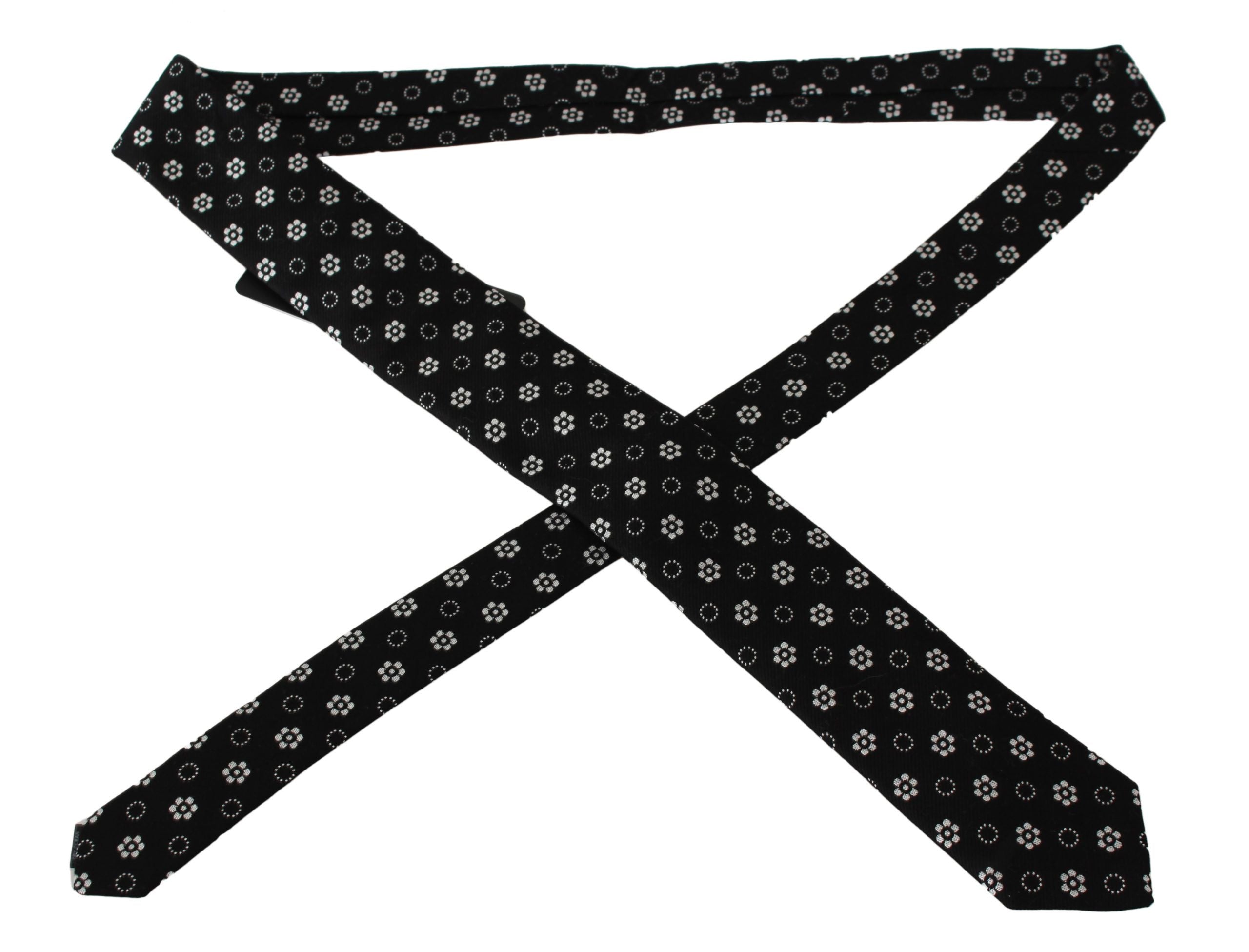 Dolce &amp; Gabbana Elegante schwarze Seidenkrawatte mit Blumenmuster