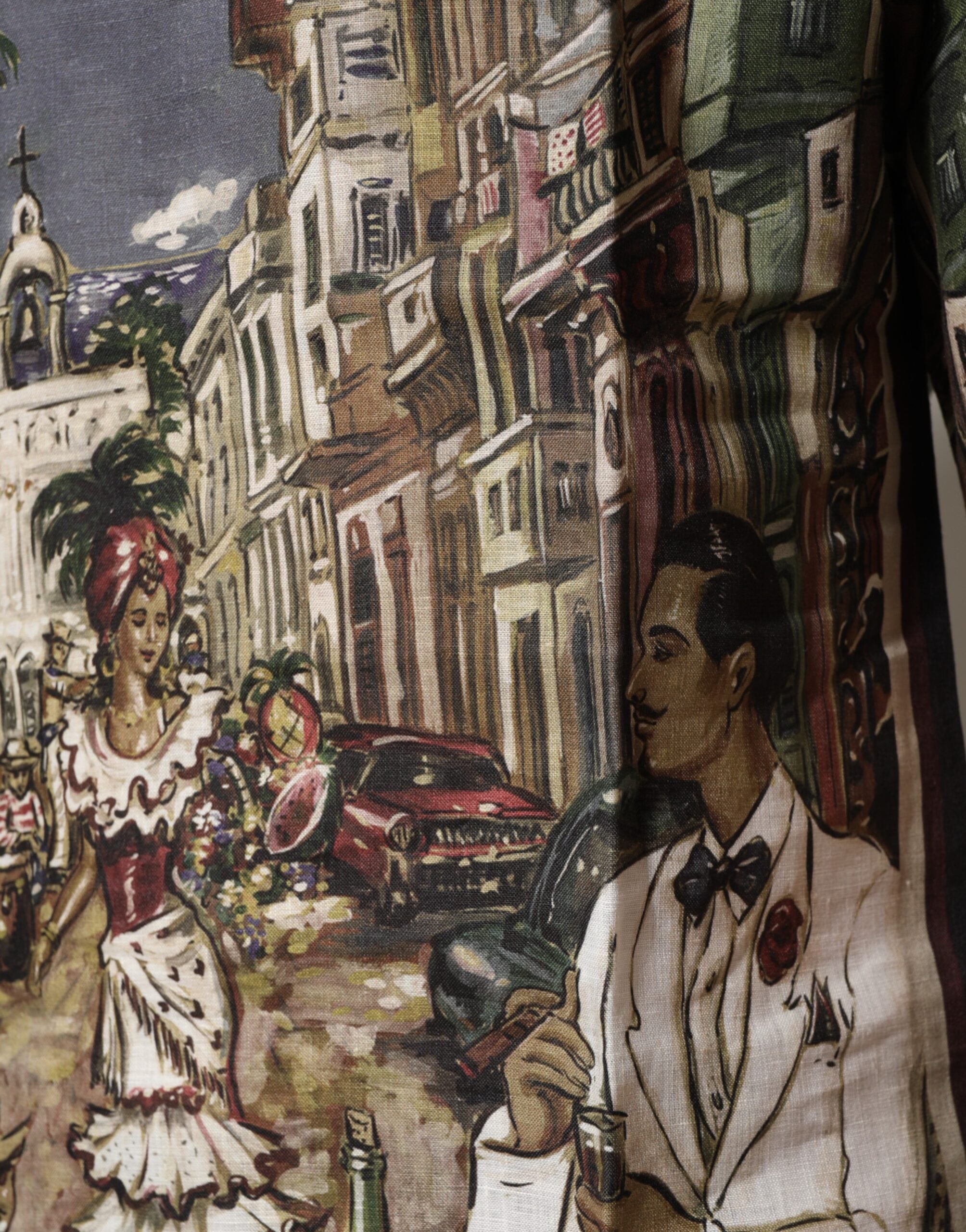 Dolce & Gabbana Palermo Jazz Club Linen Crew Neck Men T-shirt
