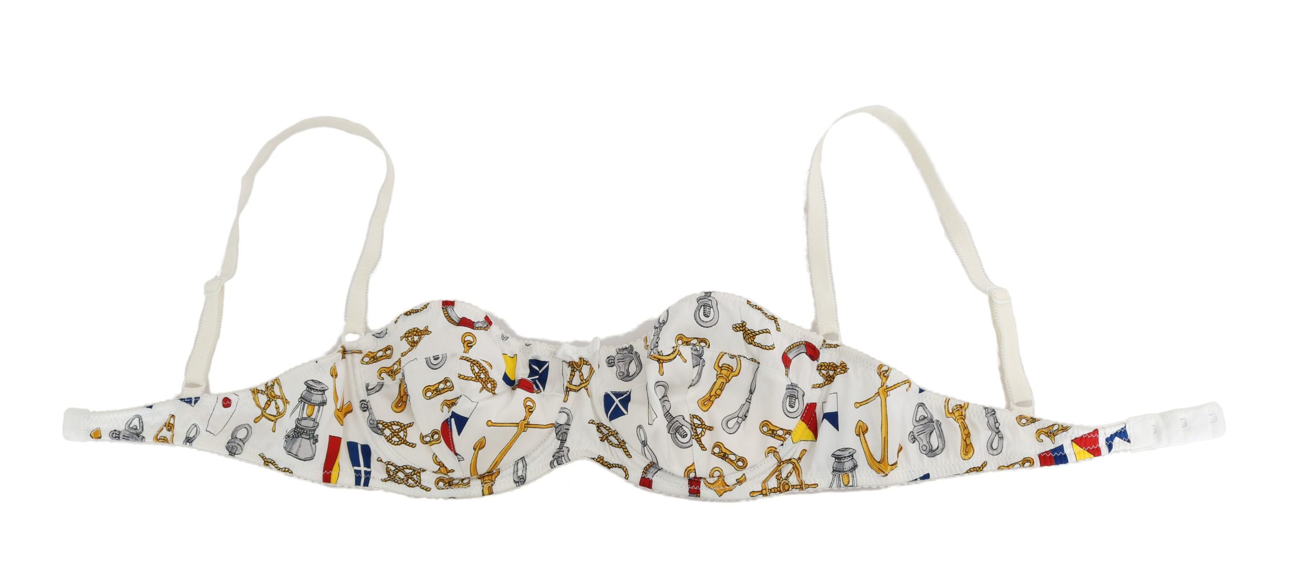 Sutien elastic elegant Dolce &amp; Gabbana cu imprimeu marinaresc alb
