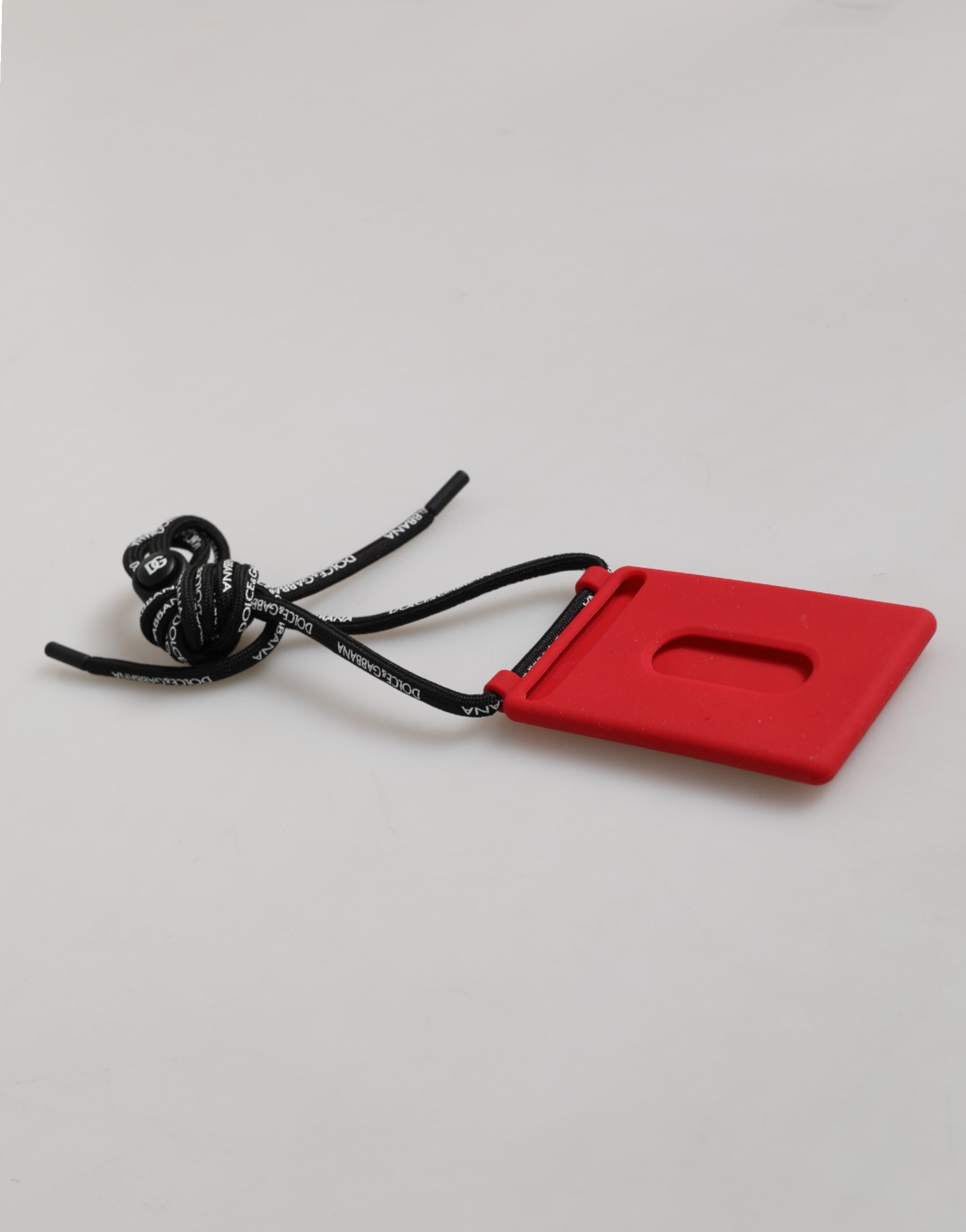 Dolce & Gabbana Red Rubber DG Embossed Adjustable Neck Strap Badge Holder