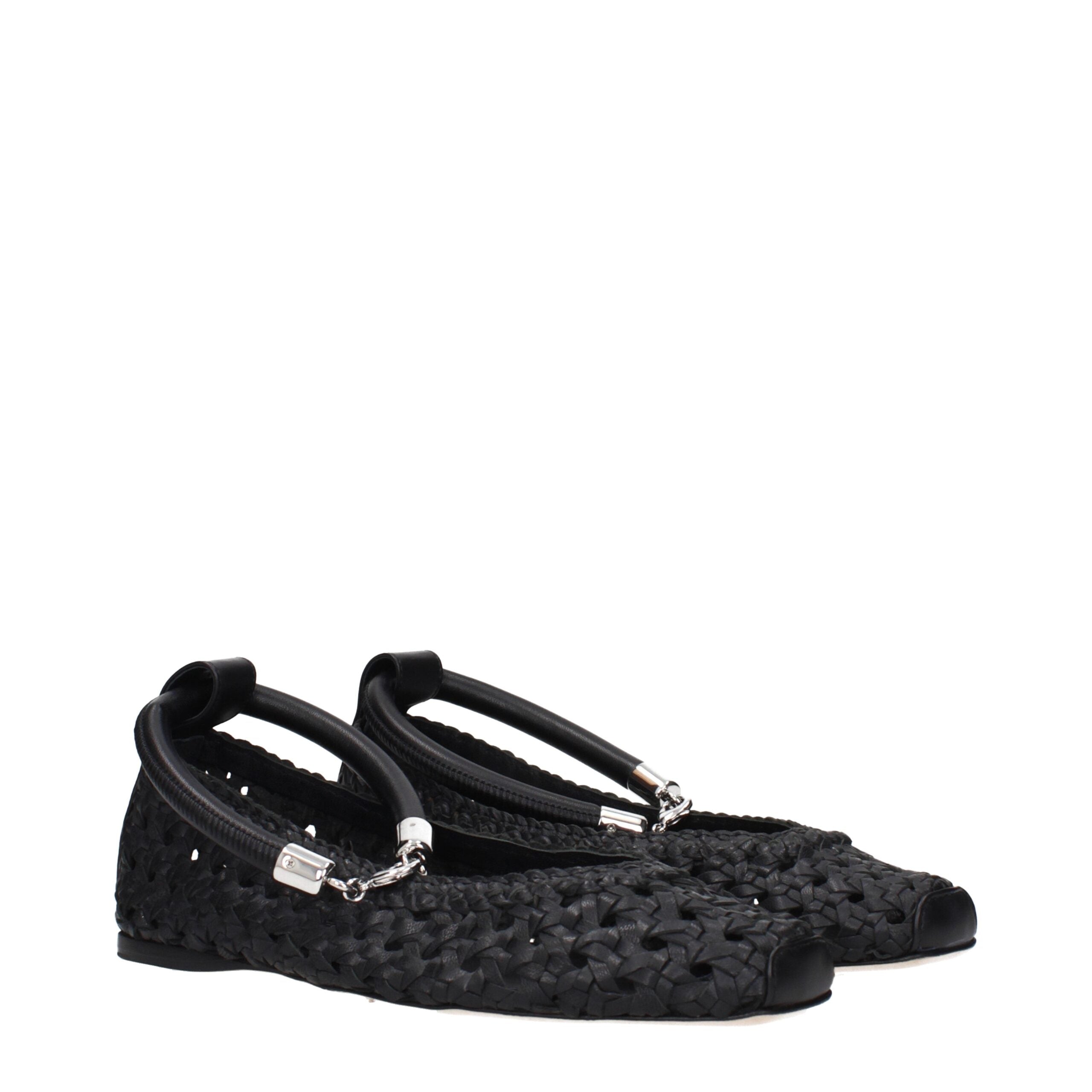 Max Mara Black Leather Ballet Flats