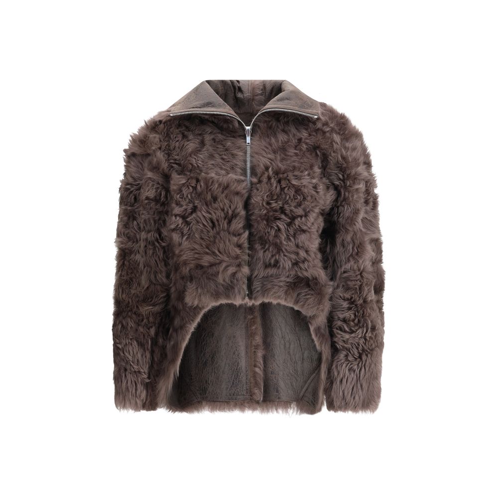 Rick Owens Brown Lamb Leather Biker Jacket