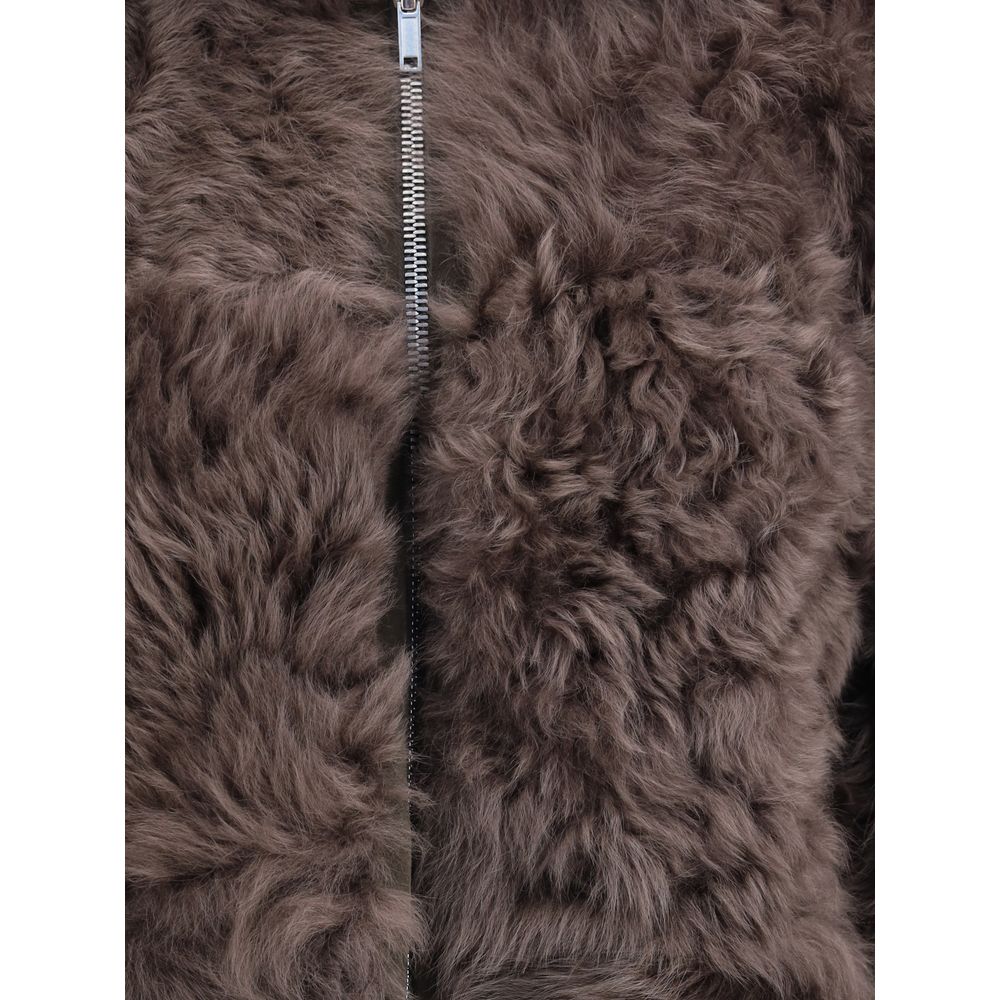 Rick Owens Brown Lamb Leather Biker Jacket