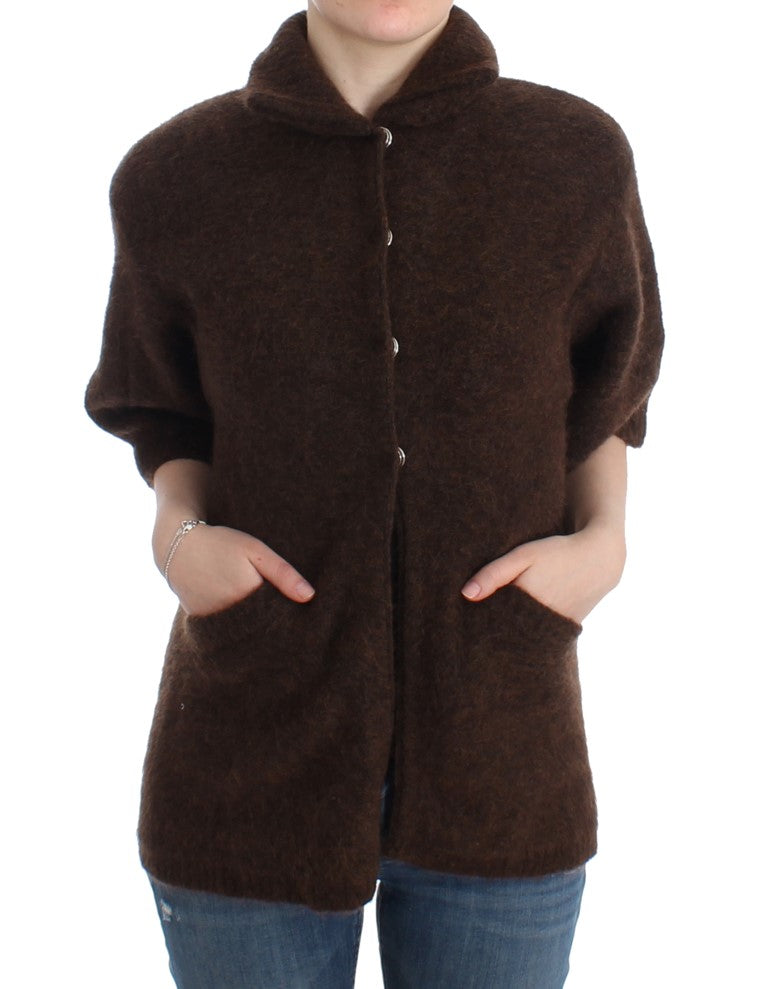 Cardigan elegant cu mânecă scurtă Cavalli, maro